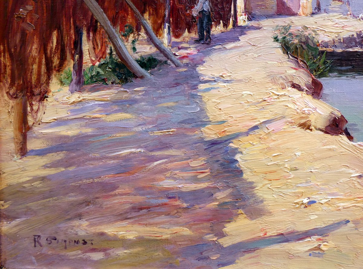 Paul Simons (1865-1932) Fisherman Spreading His Nets Along The Canal From Arles To Bouc-photo-2