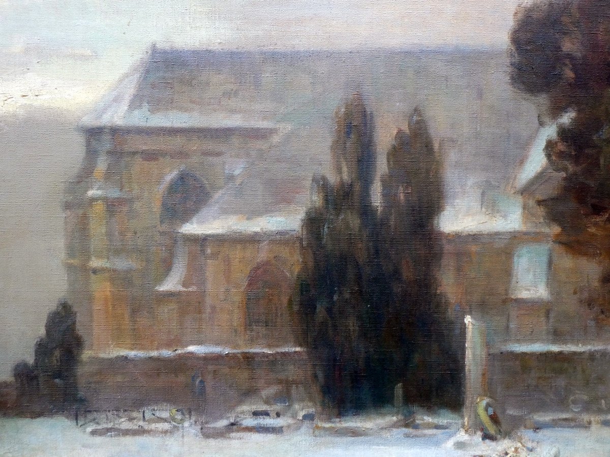 Germain Bonneton (1874-1915) Paysage De Neige Aux Abords d'Une église-photo-4