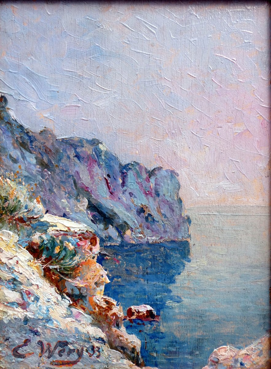 Emile Wery (1868-1935) La Pointe Fauconnière In Port d'Alon - Between Saint Cyr Sur Mer And Bandol-photo-5