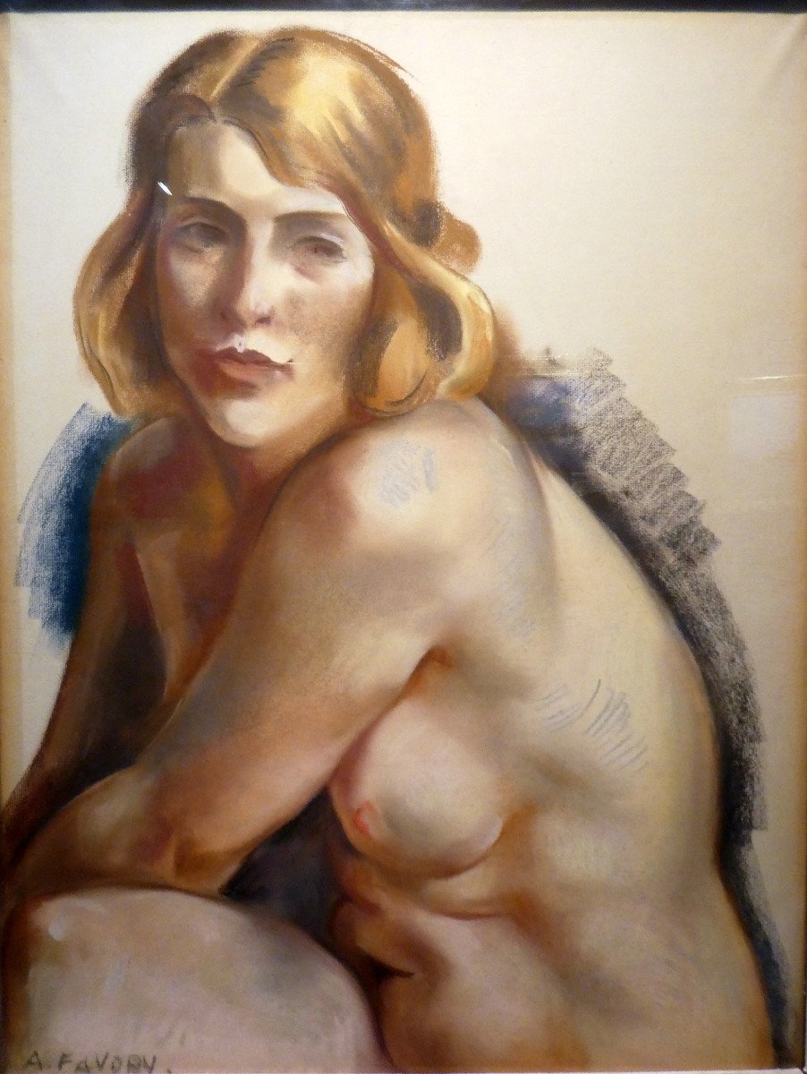 André Favory (1889-1937) Young Naked Woman Seated-photo-7