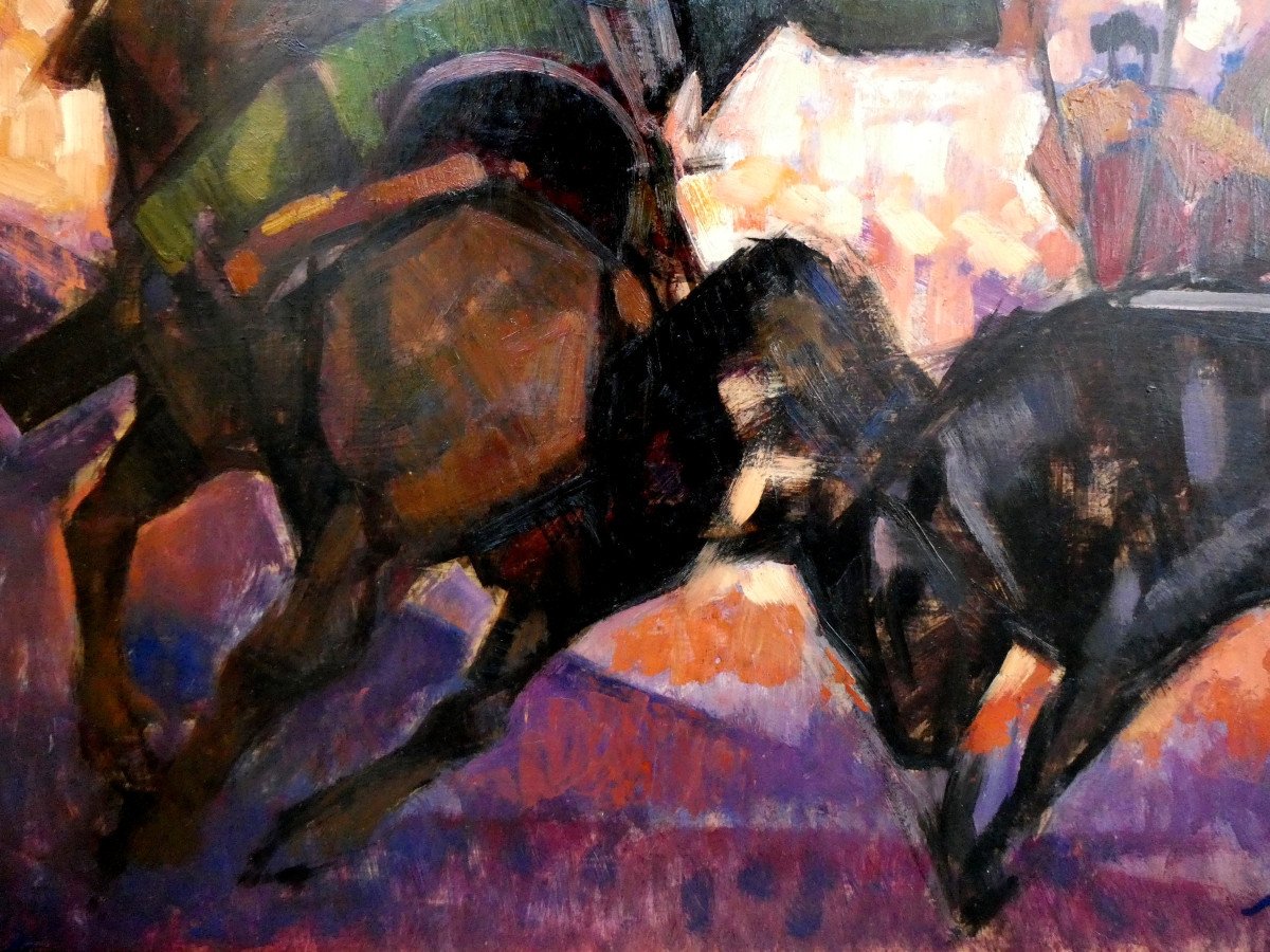 Jean-frédéric Canepa (1894-1981) Horseback Corrida Scene - Réjonéo - Rejonéador-photo-4