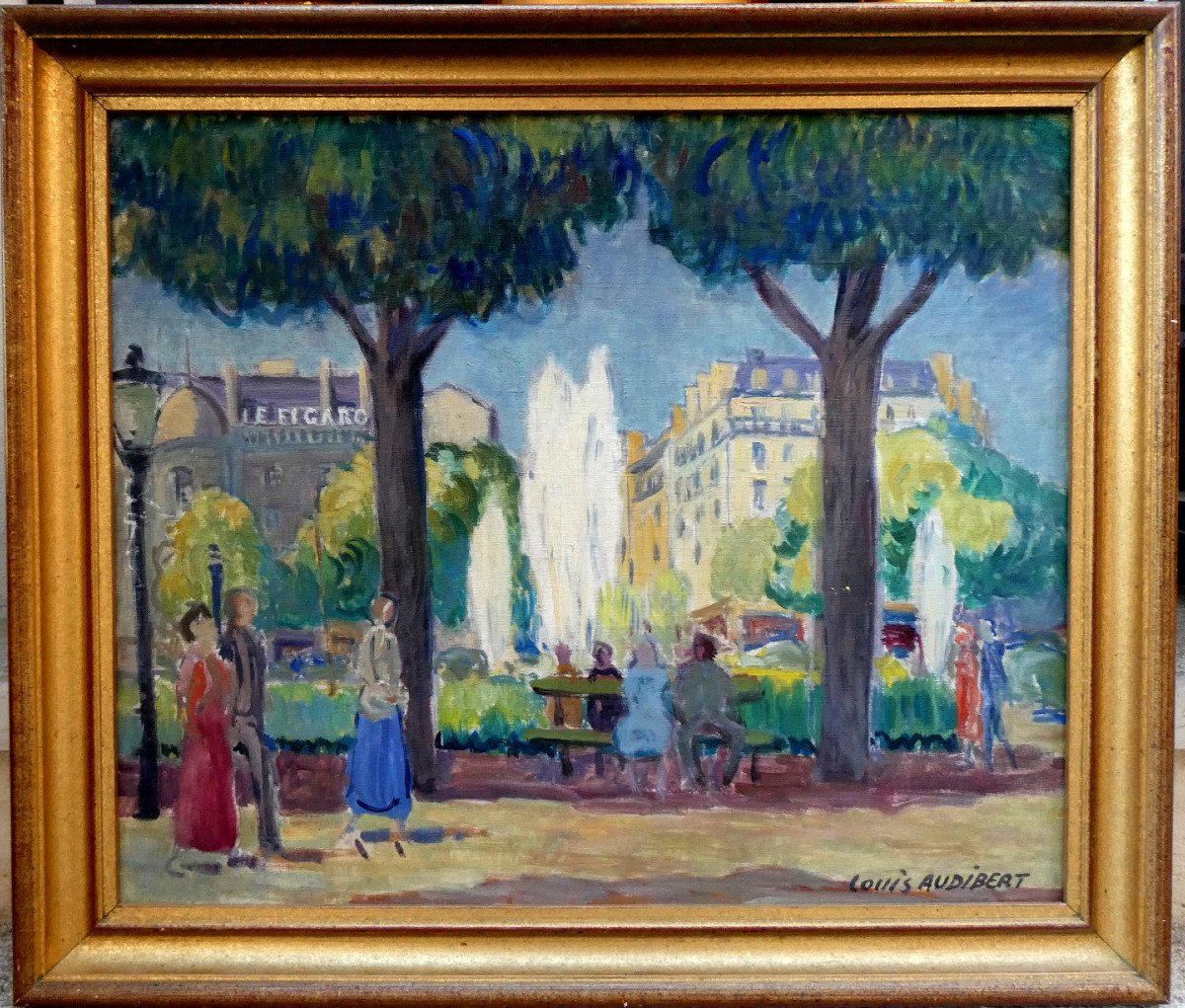 Louis Audibert (1880-1983) Paris, Lively Square In Front Of The Figaro Building-photo-2