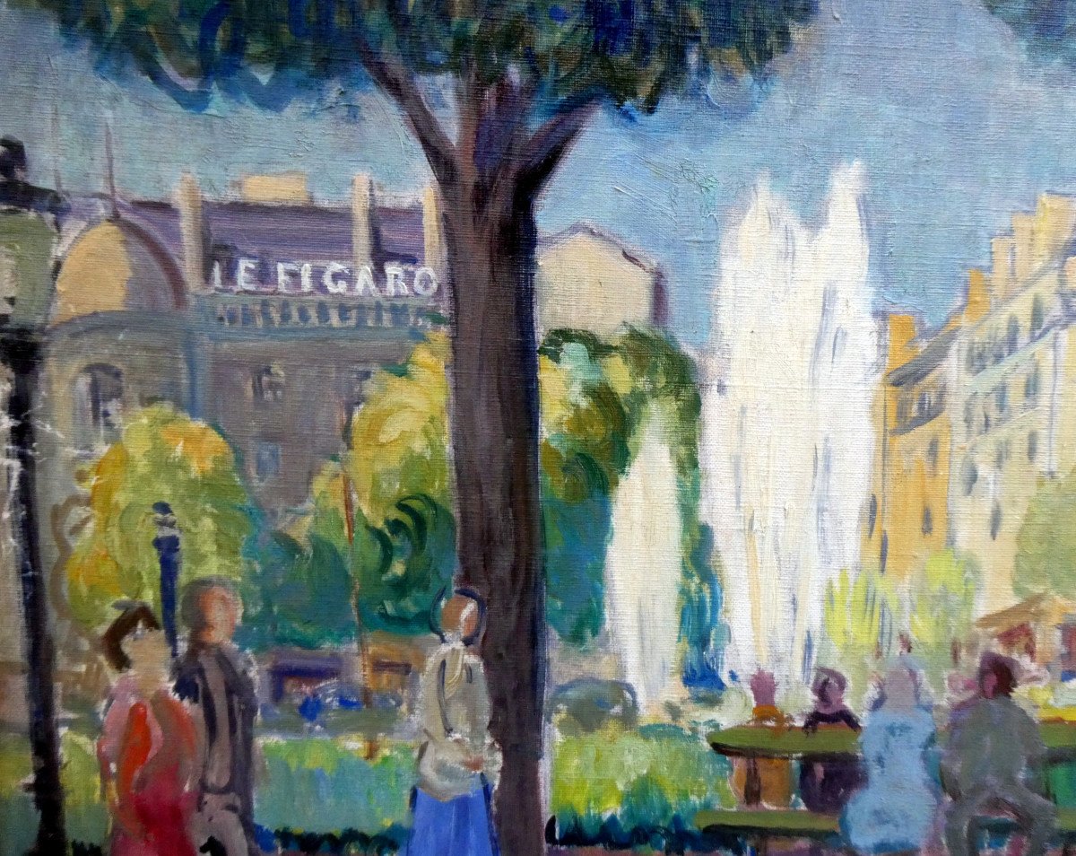 Louis Audibert (1880-1983) Paris, Lively Square In Front Of The Figaro Building-photo-4