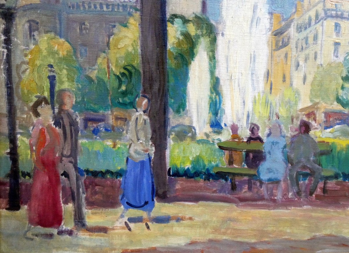 Louis Audibert (1880-1983) Paris, Lively Square In Front Of The Figaro Building-photo-2