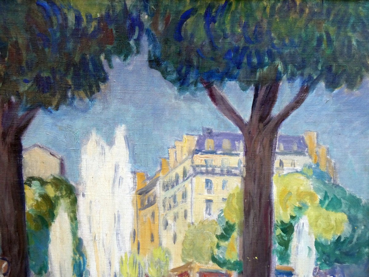 Louis Audibert (1880-1983) Paris, Lively Square In Front Of The Figaro Building-photo-3