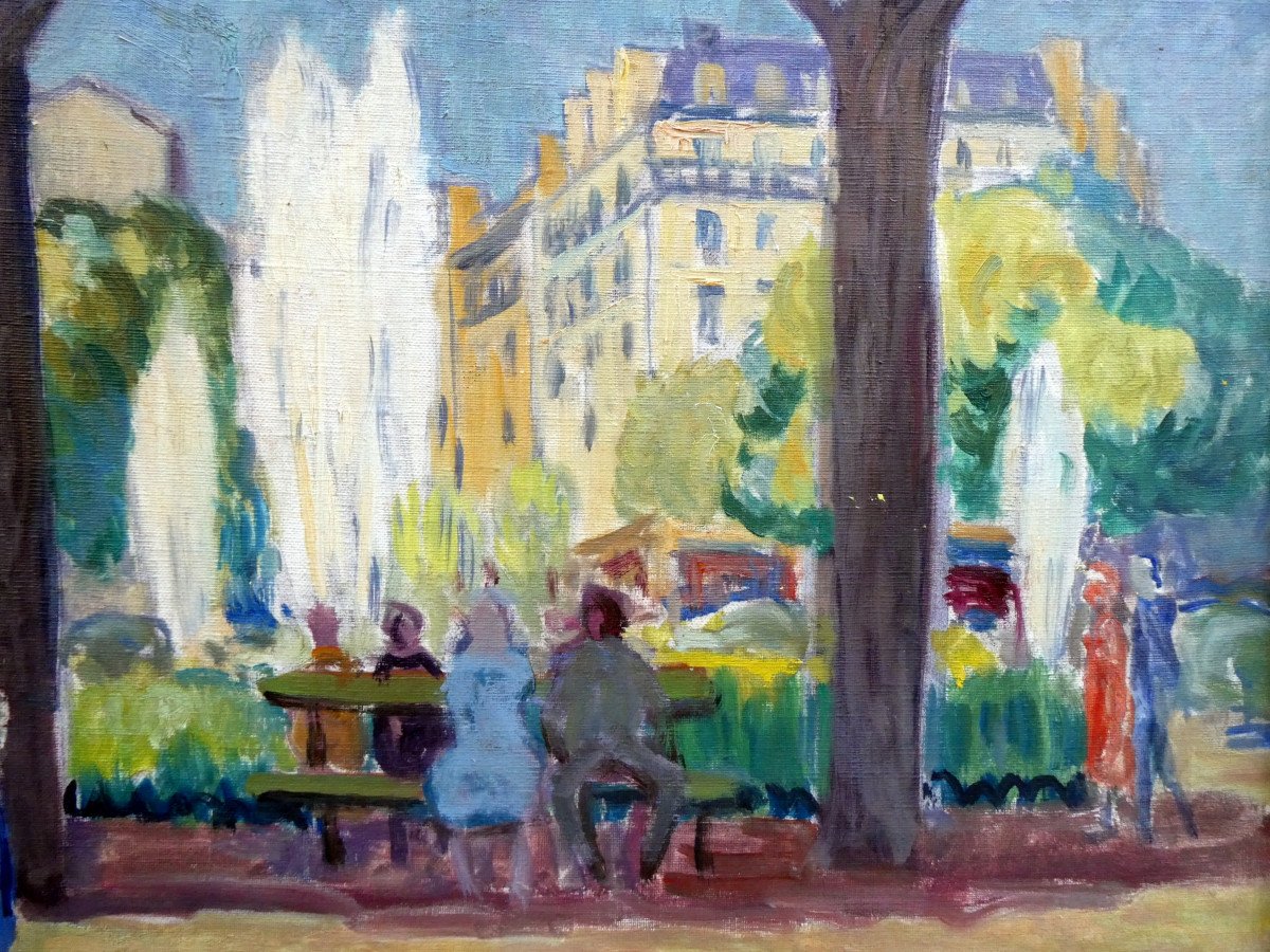 Louis Audibert (1880-1983) Paris, Lively Square In Front Of The Figaro Building-photo-4