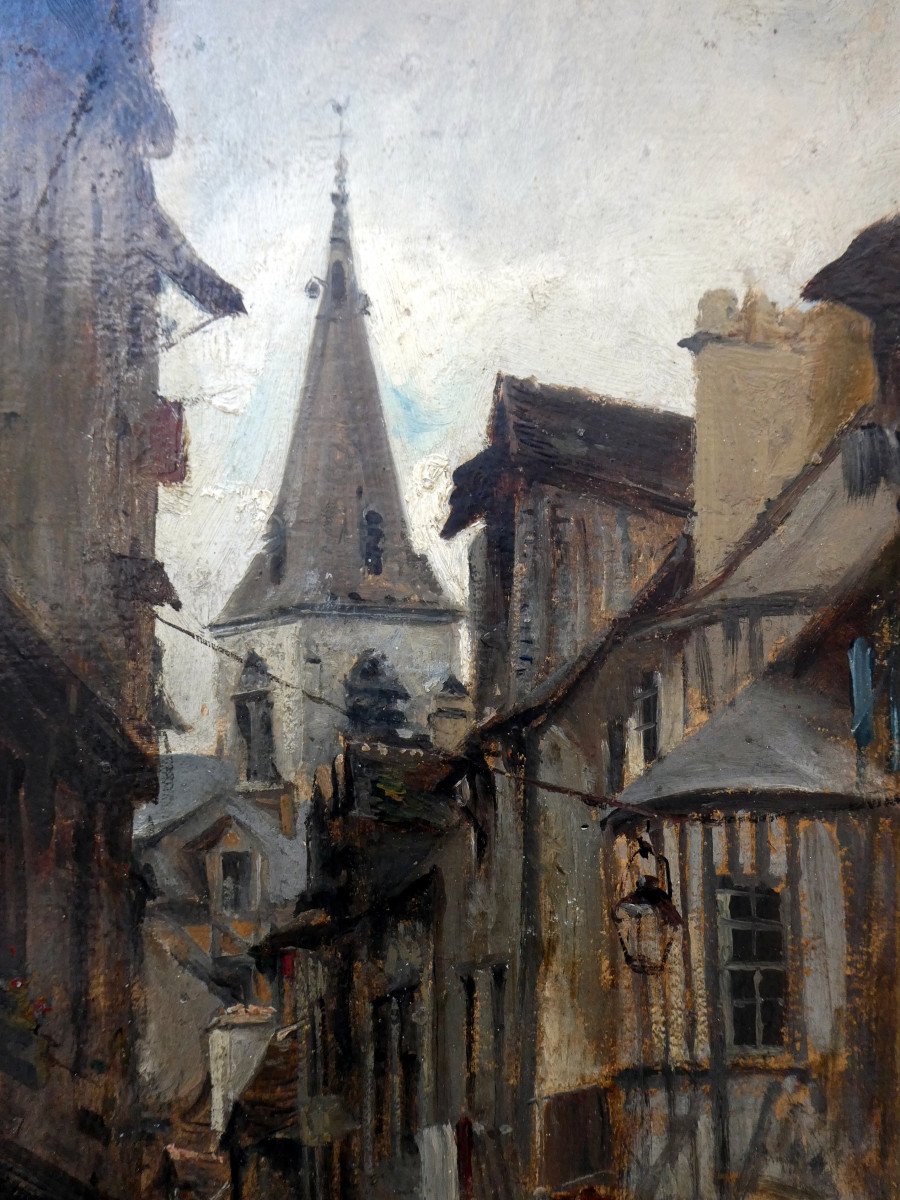 Raphaël Ponson (1835-1904) La Rue Des Matelas In Rouen, Normandy-photo-3