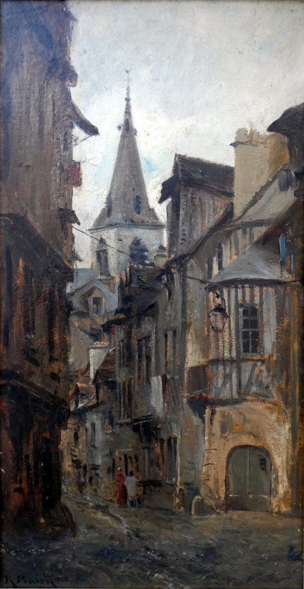 Raphaël Ponson (1835-1904) La Rue Des Matelas In Rouen, Normandy