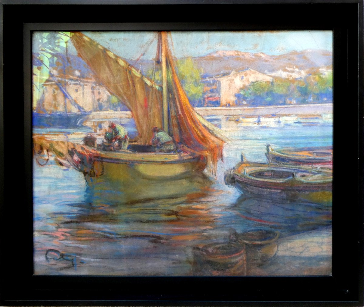 Fortuney Louis Ernest Andrieux Dit (1875-1950) Fishermen In Their Boat In The Port Of Cassis-photo-2