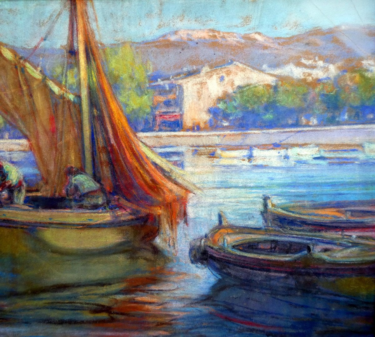 Fortuney Louis Ernest Andrieux Dit (1875-1950) Fishermen In Their Boat In The Port Of Cassis-photo-4