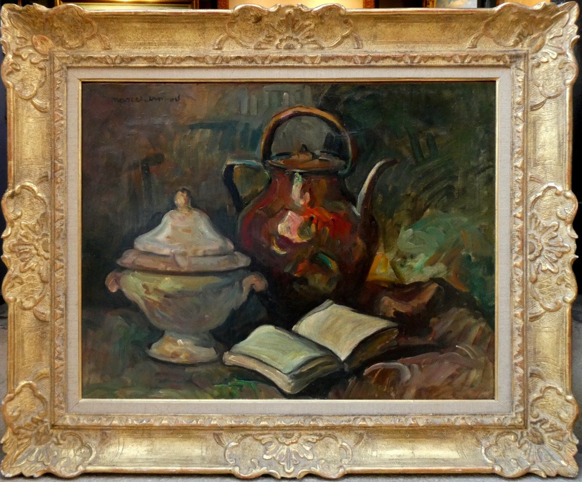 Marcel Arnaud (1877-1956) Still Life With Open Book-photo-2