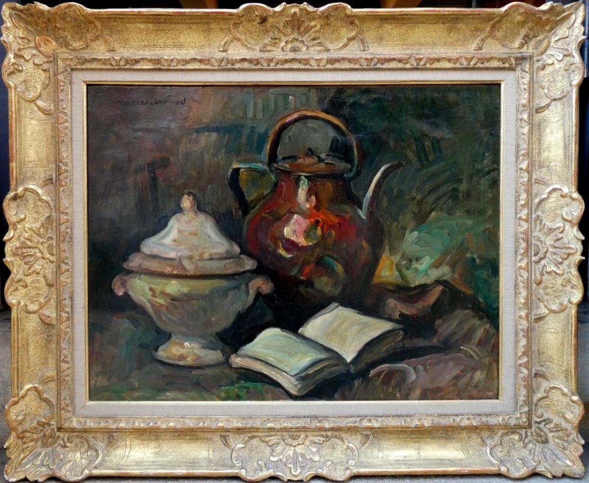 Marcel Arnaud (1877-1956) Still Life With Open Book-photo-2