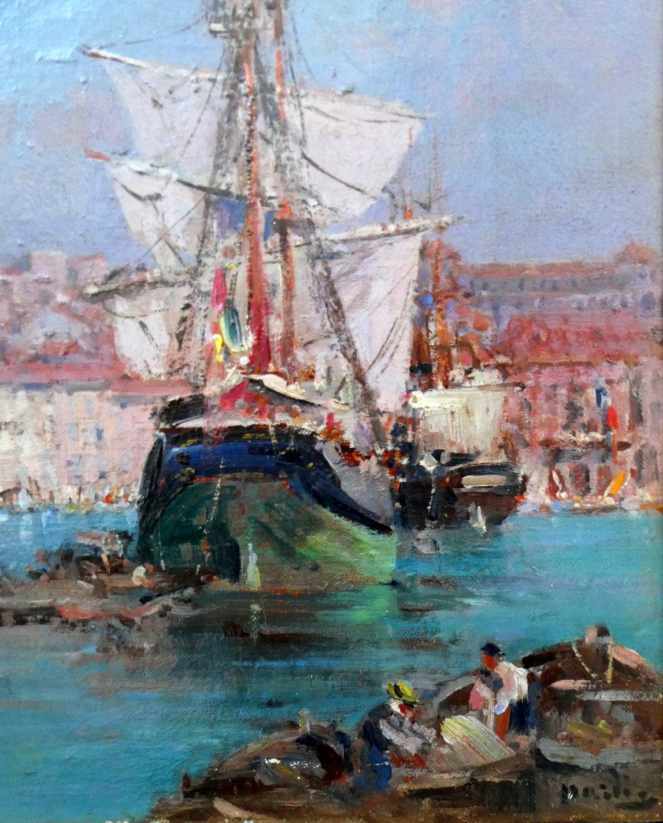 François Nardi (1861-1936) In The Old Port Of Marseille-photo-1