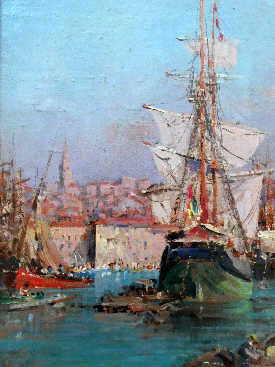 François Nardi (1861-1936) In The Old Port Of Marseille-photo-2