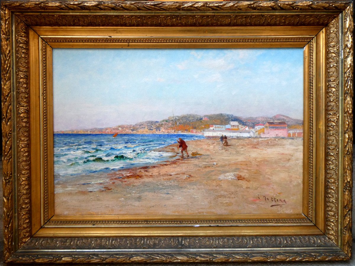 Louis Nattero (1870-1915) On Prado Beach In Marseille-photo-2