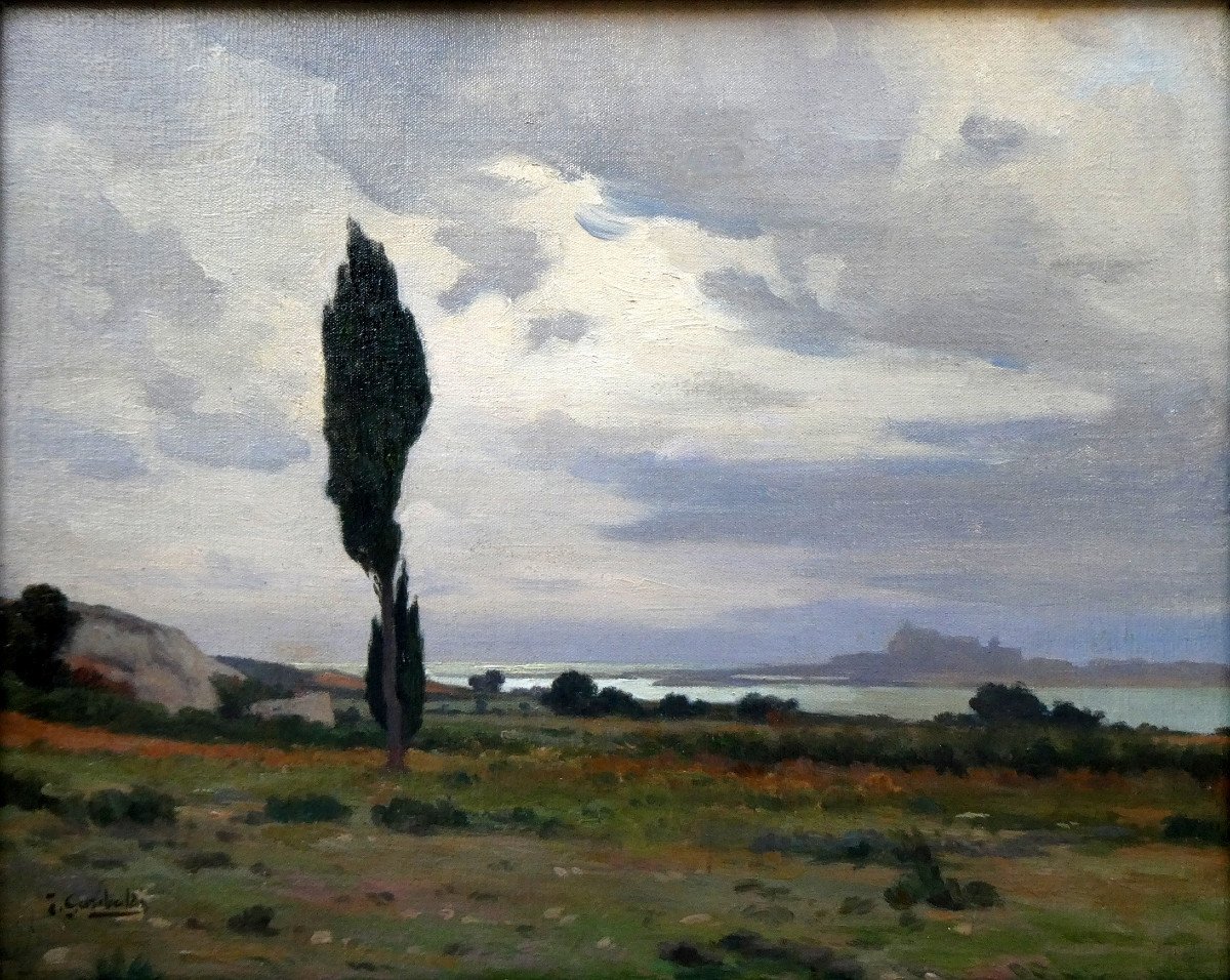 Joseph Garibaldi (1863-1941) Landscape At Fos Sur Mer-photo-2