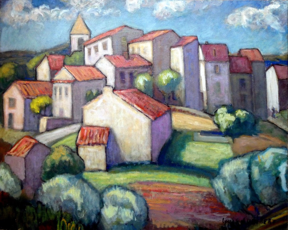 Louis Audibert (1880-1983) Village In Provence -photo-5