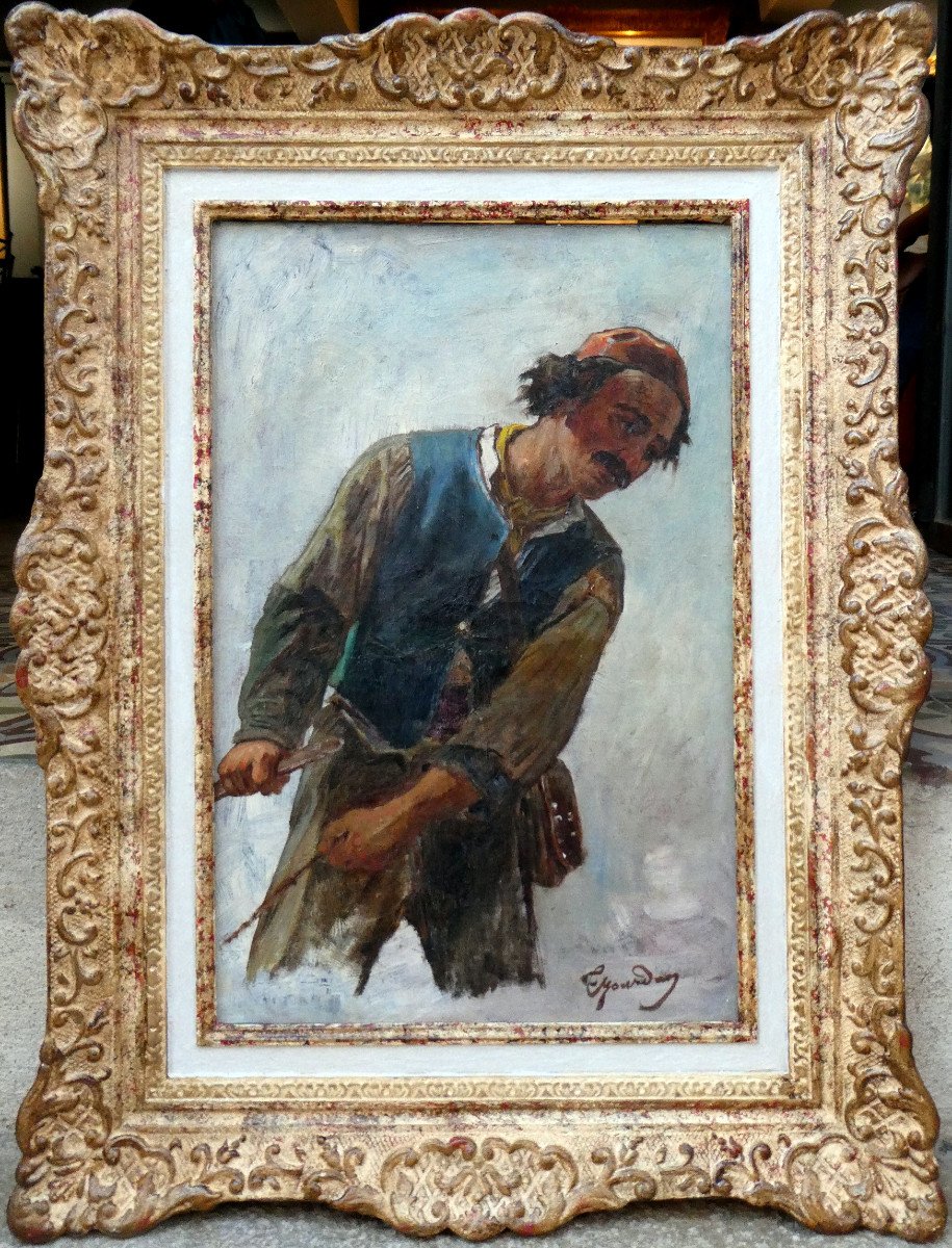 Théodore Jourdan (1833-1908) Study Of A Peasant-photo-2