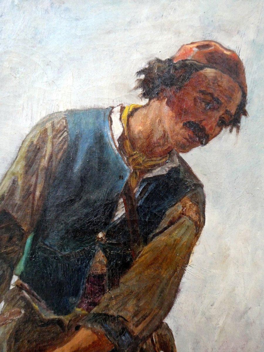 Théodore Jourdan (1833-1908) Study Of A Peasant-photo-4