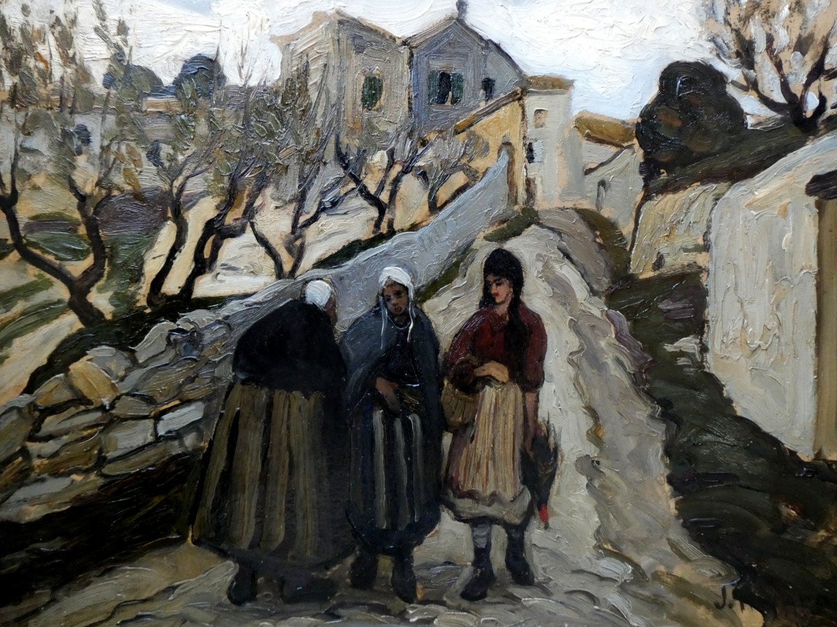 Joseph Hurard (1887-1956) Comtadines Sur Le Chemin-photo-3