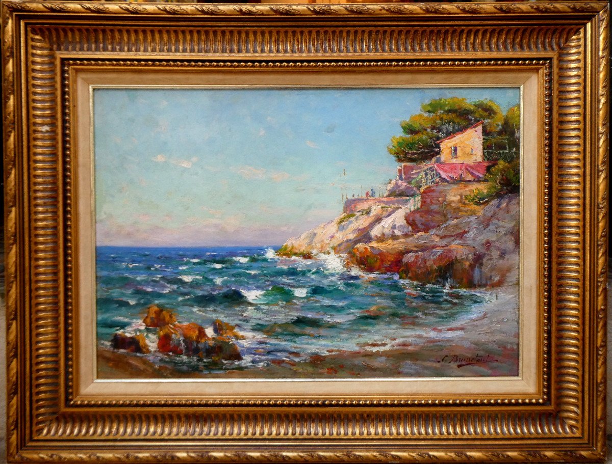 Jules Brunetaut (1871-1957) Cabanon De Pêcheur Sur La Corniche à Marseille-photo-2