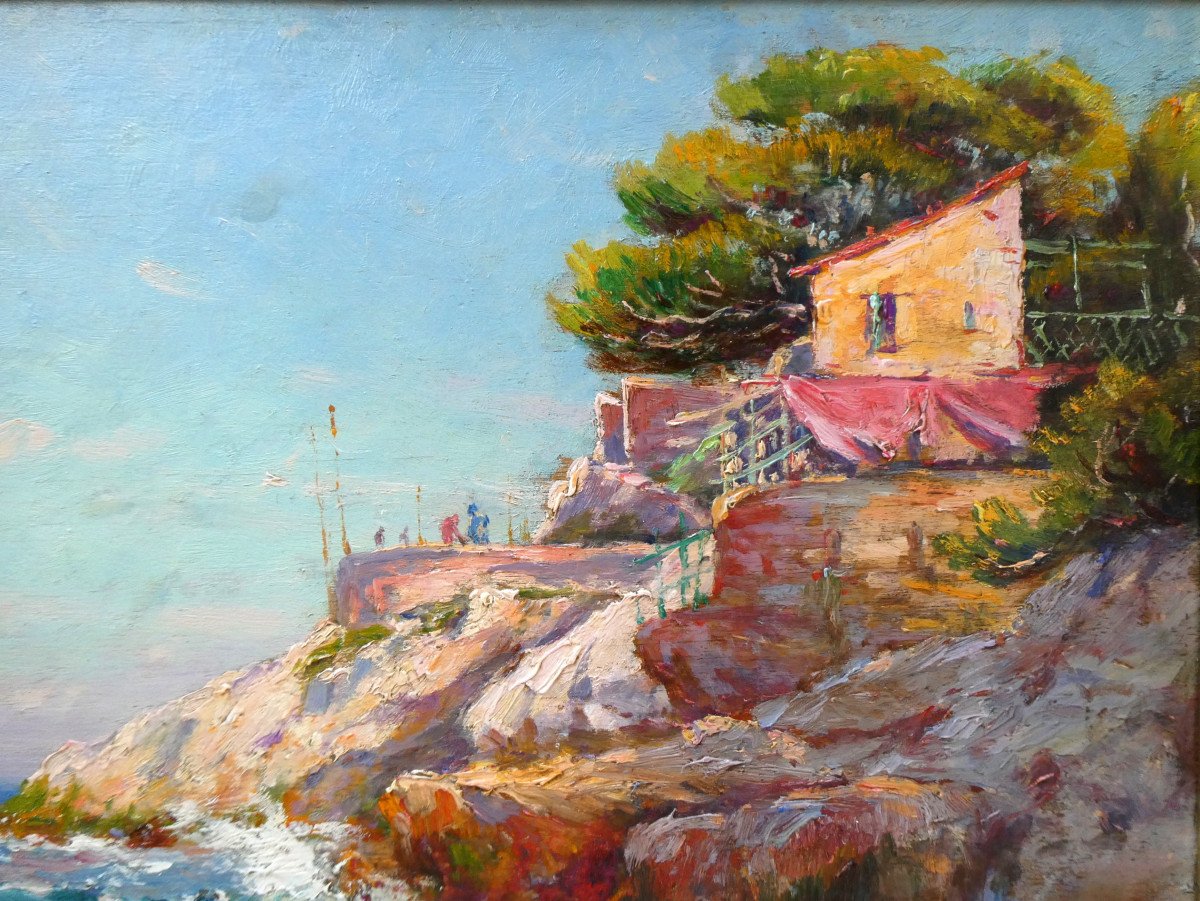 Jules Brunetaut (1871-1957) Cabanon De Pêcheur Sur La Corniche à Marseille-photo-2