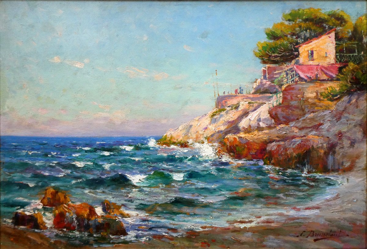 Jules Brunetaut (1871-1957) Cabanon De Pêcheur Sur La Corniche à Marseille