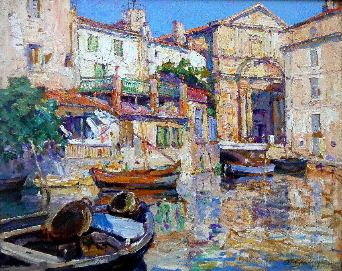 Adolphe Louis Gaussen (1871-1957) The Church Of Sainte Marie Madeleine In Martigues-photo-6