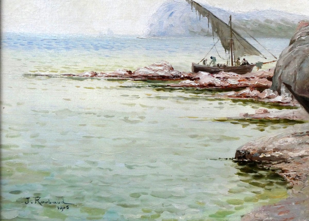 Jean-baptiste Roubaud (1871-1936) Seaside On The Var Coast - Cap Sicié-photo-3