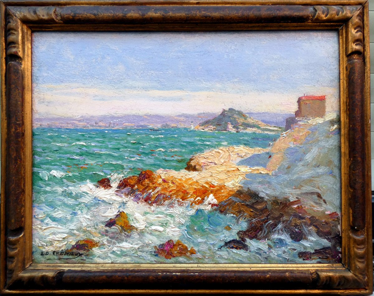 Edouard Cremieux (1856-199)  Cabanon Sur La Corniche Et l'Anse Des Catalans à Marseille-photo-2