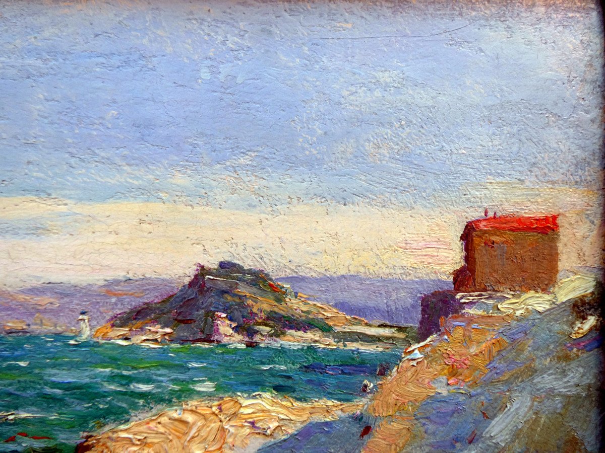 Edouard Cremieux (1856-199)  Cabanon Sur La Corniche Et l'Anse Des Catalans à Marseille-photo-4