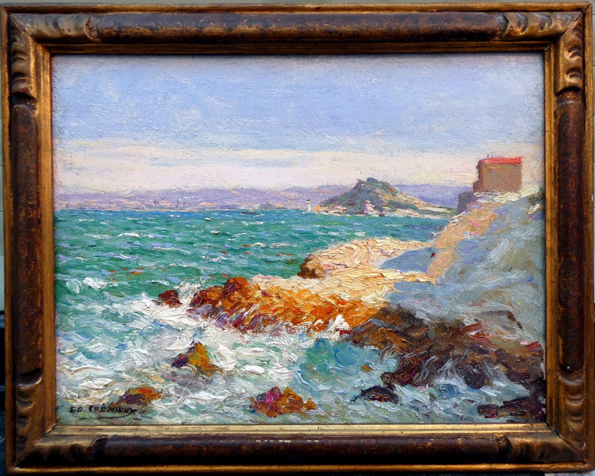 Edouard Cremieux (1856-199)  Cabanon Sur La Corniche Et l'Anse Des Catalans à Marseille-photo-7