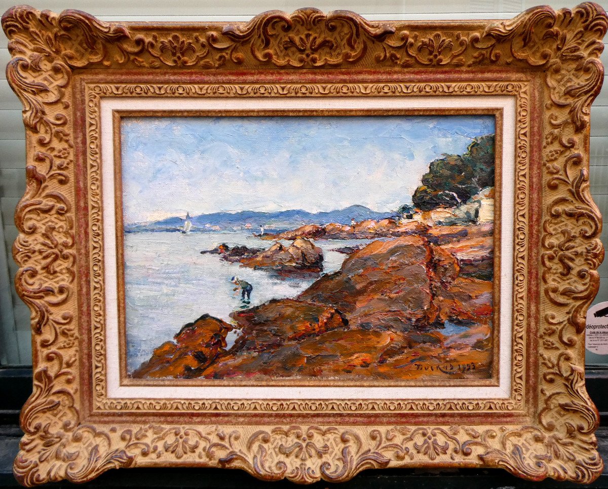 Edouard Ducros (1856-1936) Bord De Mer Dans Le Var-photo-2