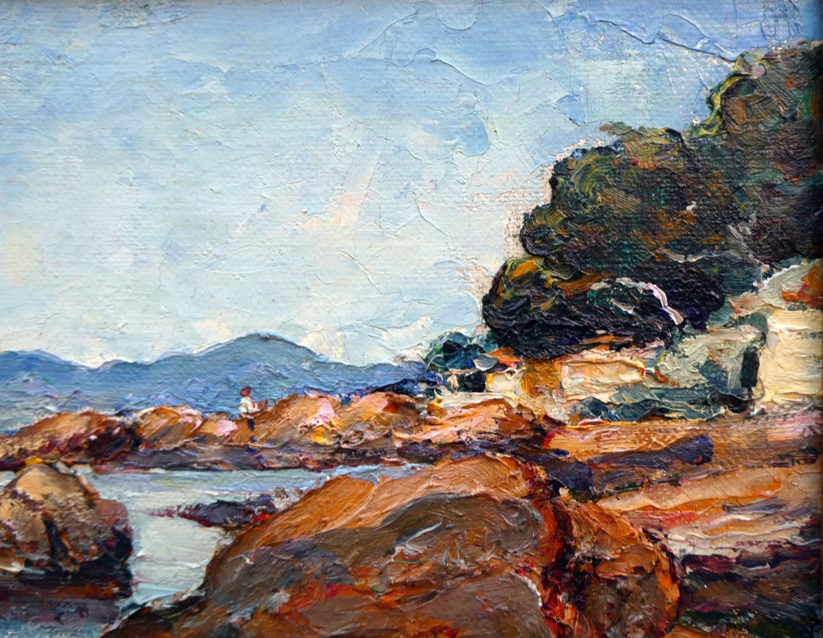 Edouard Ducros (1856-1936) Bord De Mer Dans Le Var-photo-3