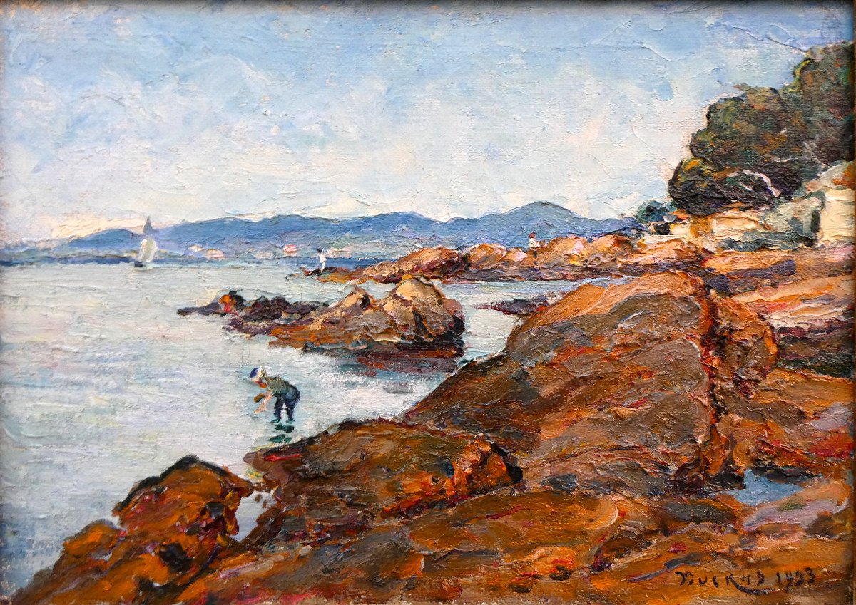 Edouard Ducros (1856-1936) Bord De Mer Dans Le Var-photo-5