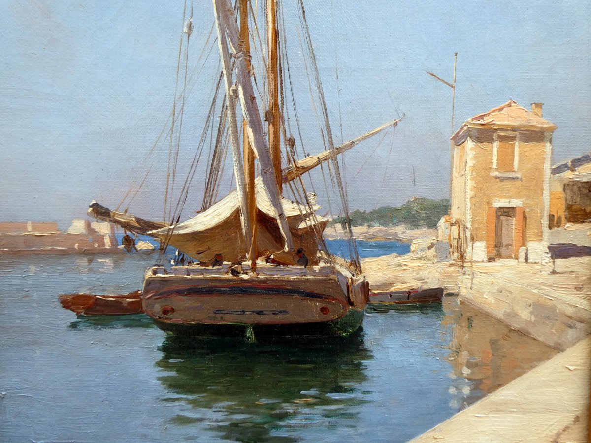 Joseph Garibaldi (1863-1941) Tartane In The Port Of Cassis In 1892-photo-3