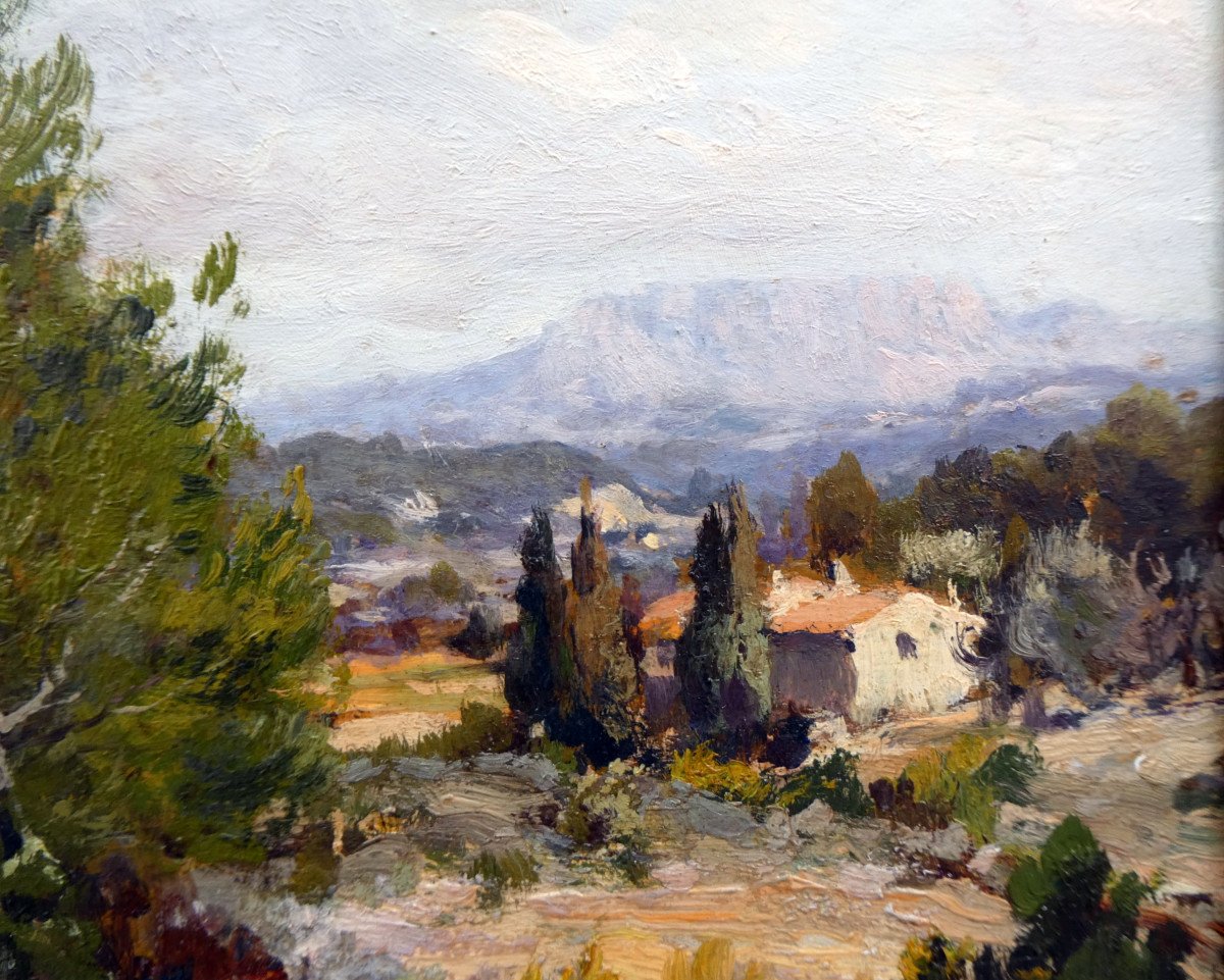 Gall (19th-20th) Landscape Of The Surroundings Of Aix En Provence, In The Background The Sainte Victoire-photo-4