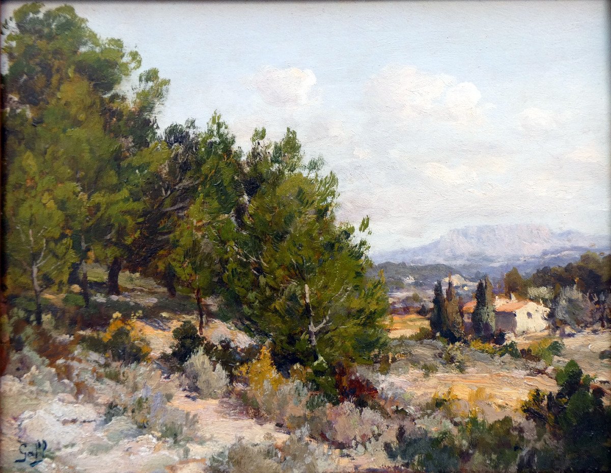 Gall (19th-20th) Landscape Of The Surroundings Of Aix En Provence, In The Background The Sainte Victoire-photo-1