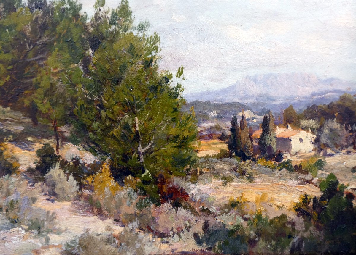 Gall (19th-20th) Landscape Of The Surroundings Of Aix En Provence, In The Background The Sainte Victoire-photo-4