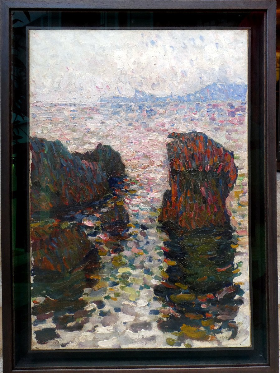 Jean Roque (1880-1925) Rochers En Bord De Mer Dans Le Var-photo-2