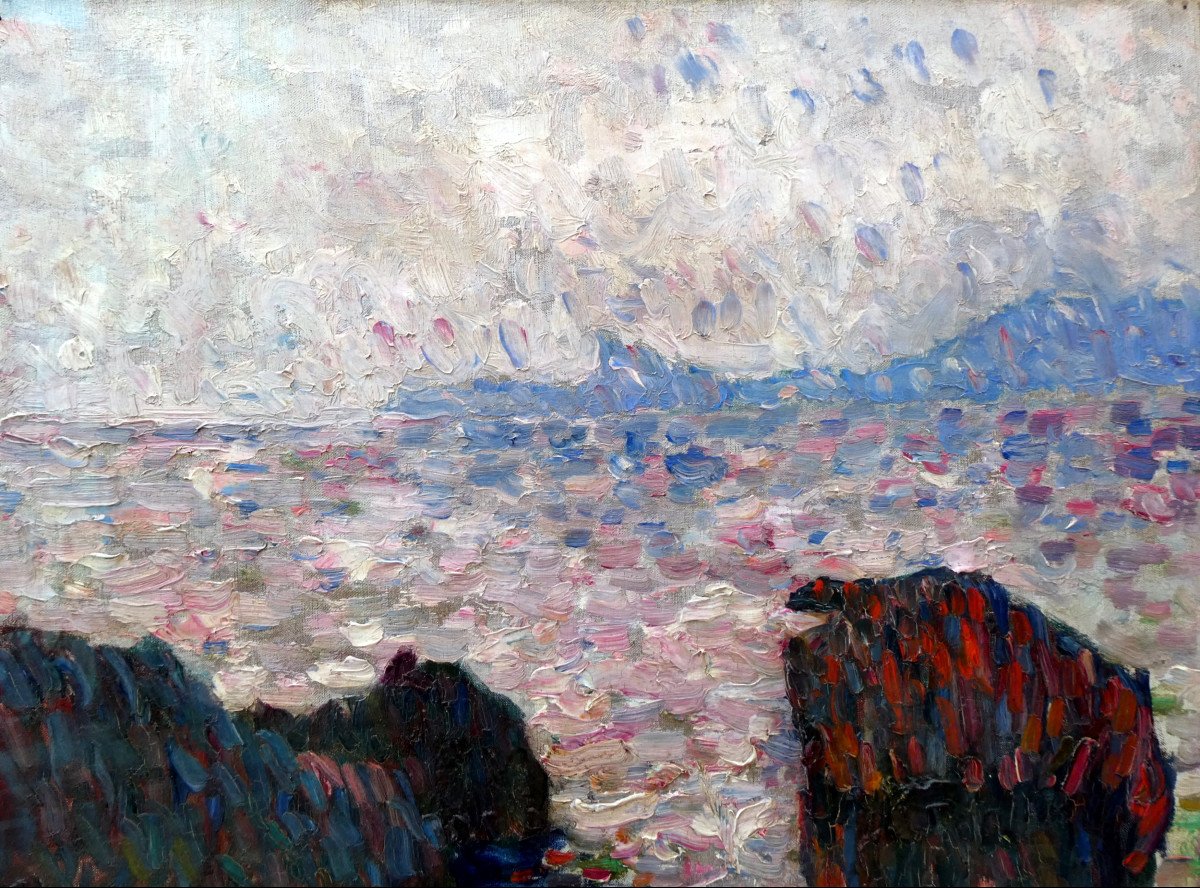 Jean Roque (1880-1925) Rochers En Bord De Mer Dans Le Var-photo-1