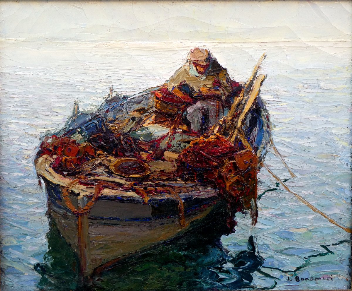 Louis Bonamici (1878-1966) The Fisherman In His Boat