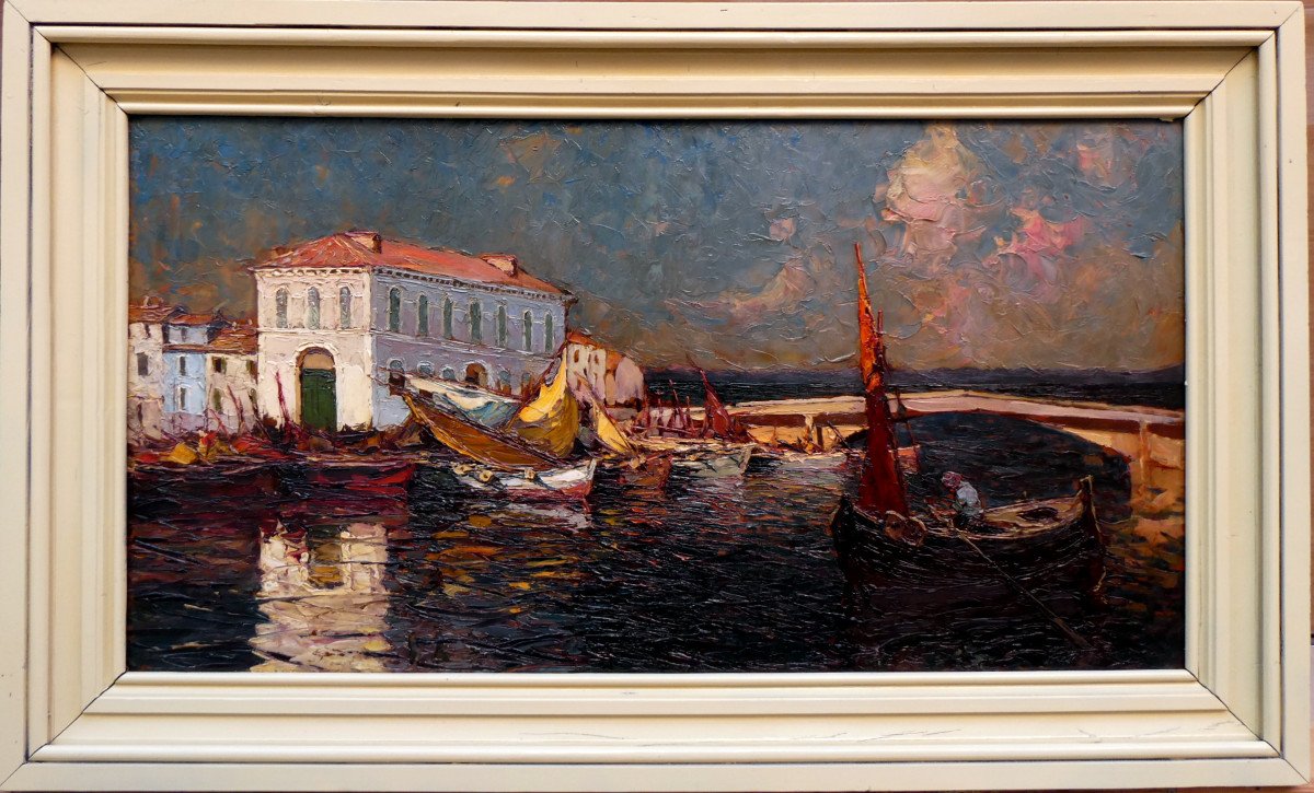 Louis Bonamici (1878-1966) The Fishing Prud'homie In Martigues-photo-2