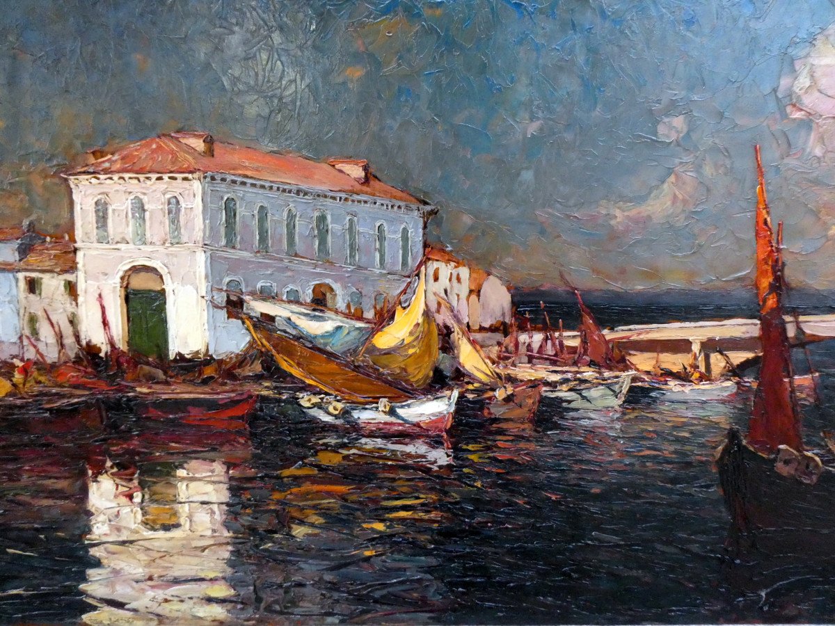 Louis Bonamici (1878-1966) The Fishing Prud'homie In Martigues-photo-3