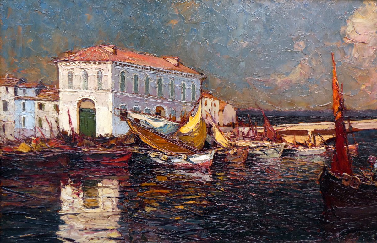 Louis Bonamici (1878-1966) The Fishing Prud'homie In Martigues-photo-3