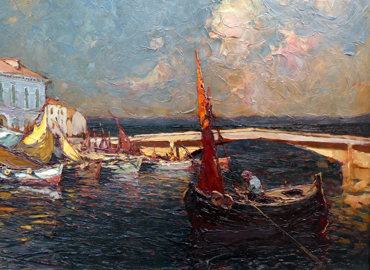 Louis Bonamici (1878-1966) The Fishing Prud'homie In Martigues-photo-4