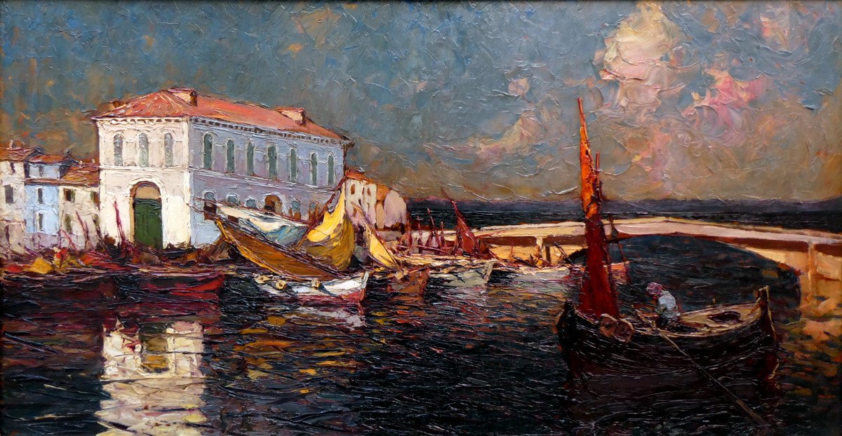 Louis Bonamici (1878-1966) The Fishing Prud'homie In Martigues-photo-5