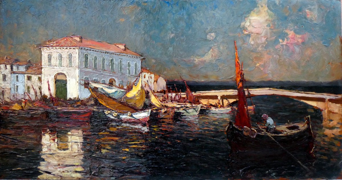 Louis Bonamici (1878-1966) The Fishing Prud'homie In Martigues