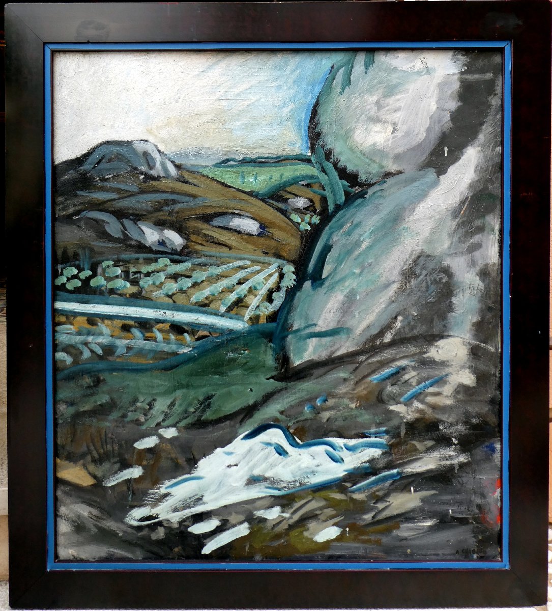 Auguste Chabaud (1882-1955) Vue Plongeante Sur Un Champ d'Oliviers Dans Les Alpilles-photo-6