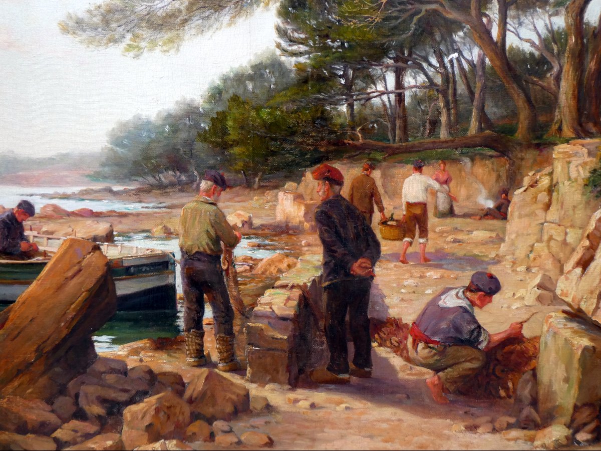 Marie-dominique Siciliano (1879-1909) Retour De Pêche Aux Environs De Toulon-photo-5